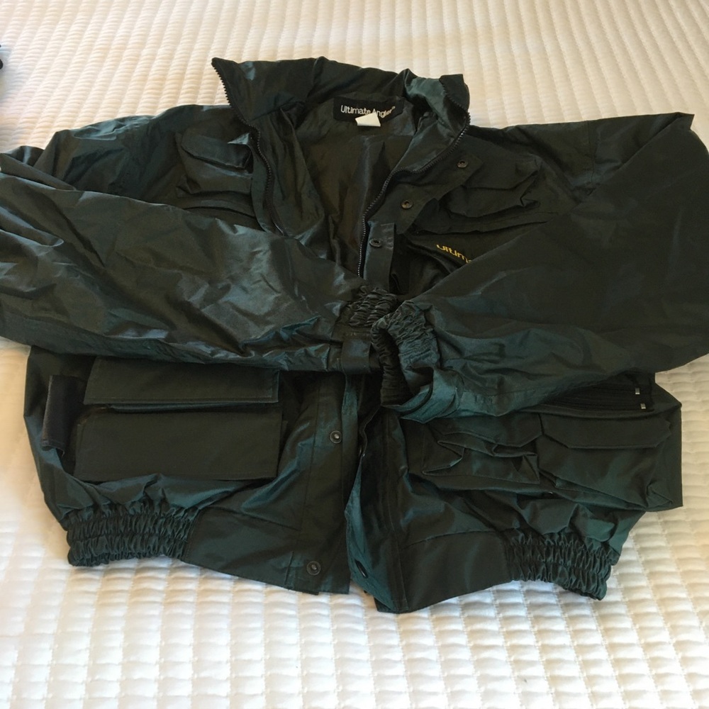 SOLD!  Dark green rain fisherman’s jacket sz xl